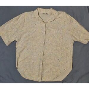 EnChante Vtg 90's Short Sleeve Button Up Funky Geometric Medium USA‎